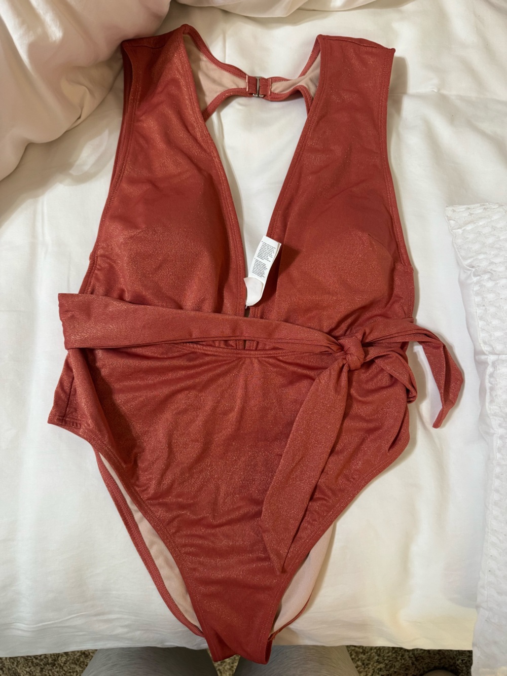 Cupshe Rust Red One-Piece Swimsuit with Side Tie